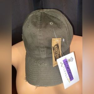 Olive Green Dad Distressed Hat